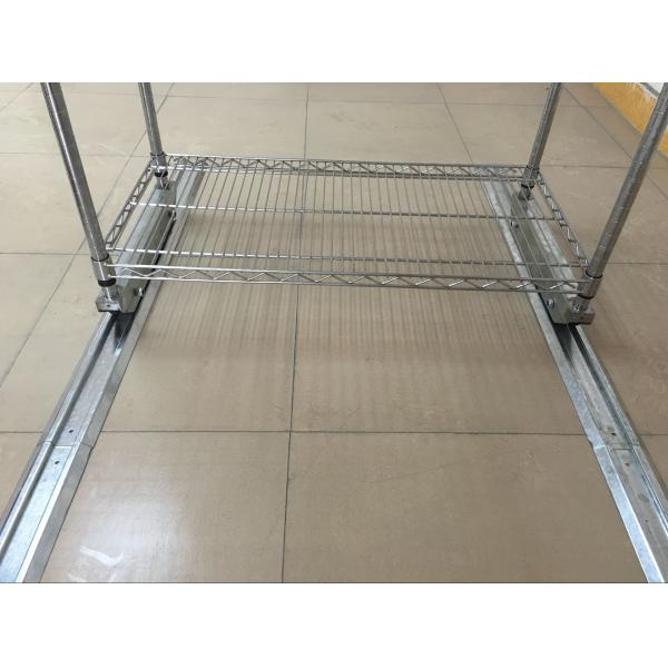 High Density Compact Floor Track Double Deep Sliding Wire Storage Racks Solutions