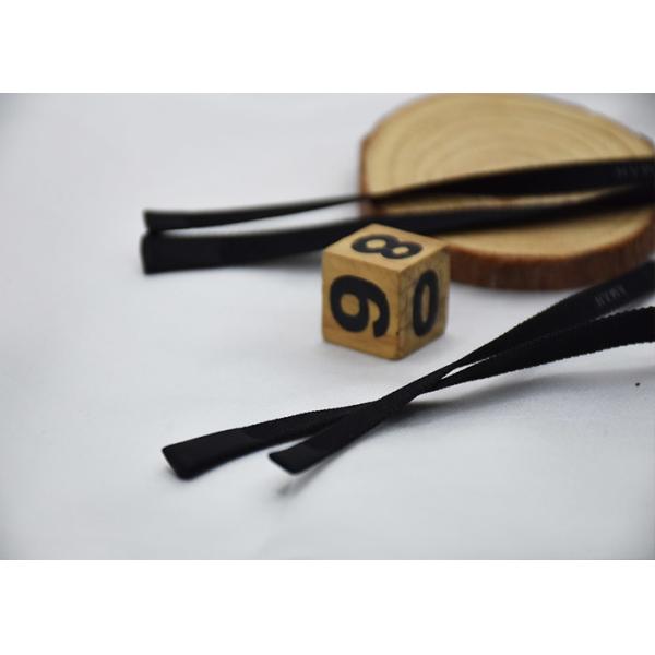 Clothes Black Flat Cotton Tape Ribbon Cord With Both Ends Silicone Drops