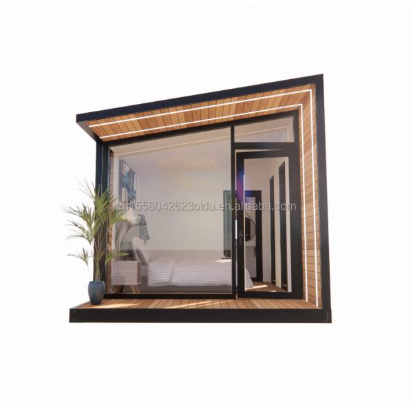 20 Feet Prefabricated Container House with Steel Frame Aluminum Alloy Windows Wooden Glass House and Galvanized Steel Bending