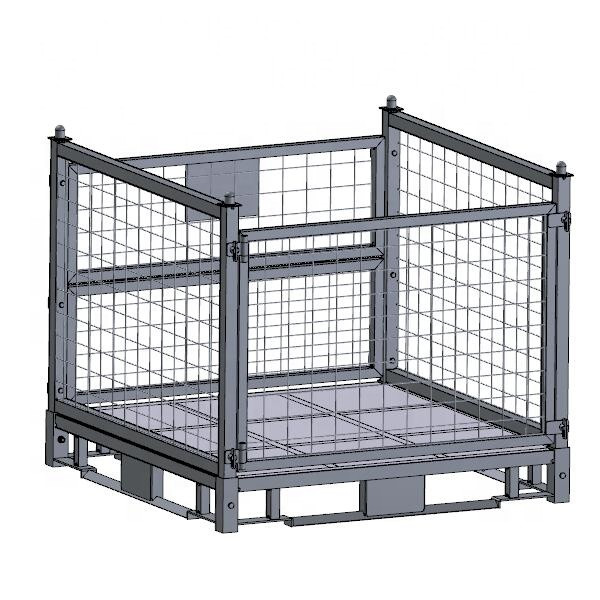 300kg 500kg Metal Mesh Storage Containers Folding Semi Open Steel