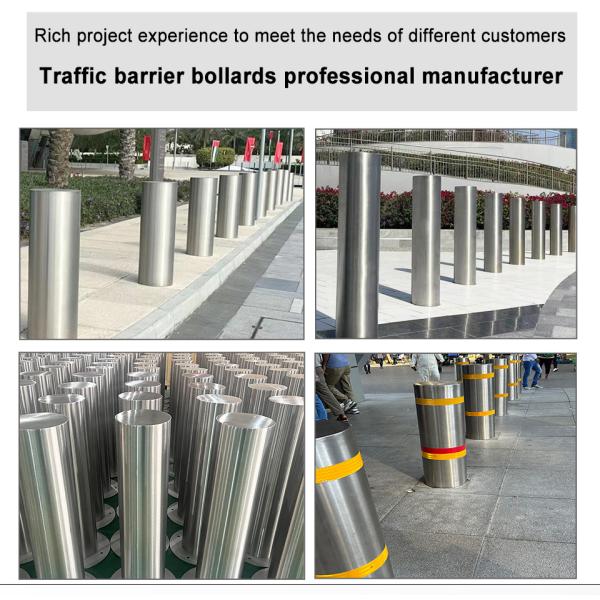 201 304 316 Stainless Steel Traffic Fixed Bollard With Decorative Cover Custom Thickness