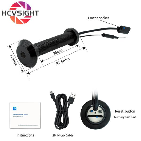 Mini Apartment Door Cat Eye Monitoring Camera 1080P With Microphone For Night Vision