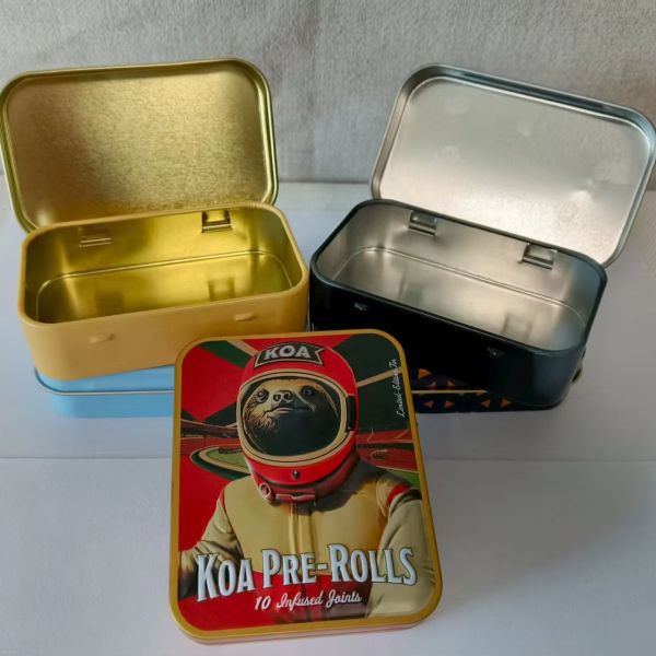 Vintage Printed Cookie Mint Tin Box Metal Packaging for Tea Snus Saffron Mini Rectangle Tin Box with Lid
