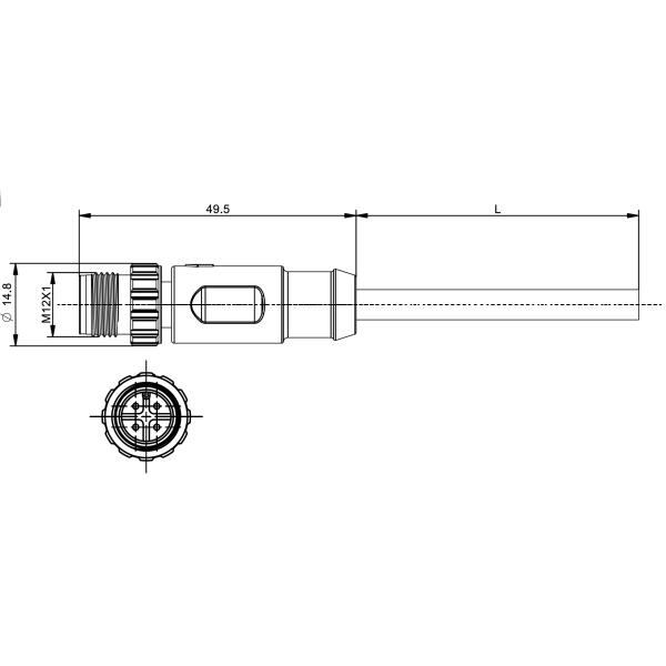 M12 Connector 3 Pin A code connector with PVC Unshielded Cable Sensor Connectors