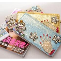 China new female long zipper wallet,damond wallet for sale