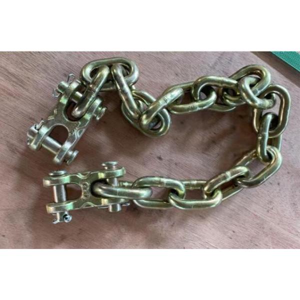 Standard 3/8"x 15 Links Zinc Yellow Plated Link Chain Grade 70 Chain with Double Clevis