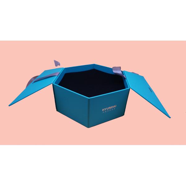 Double Flaps Luxury Rigid Boxes , Hexagon Gift Box Offset PMS UV Printing