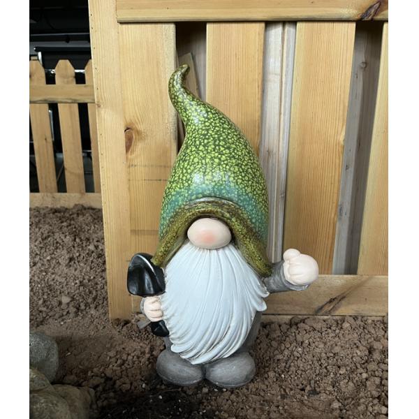 Custom Gnome Magnesium Oxide Garden Statue Rustproof With Green Dots Hat