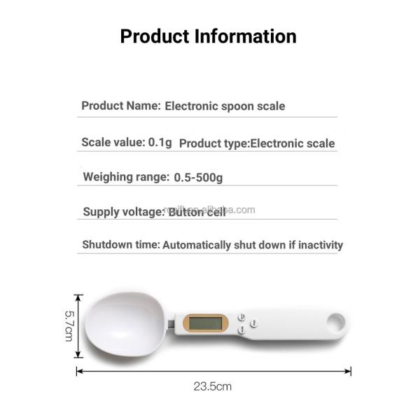 Accurate and Durable 500g/0.1g Digital Spoon Scale for Kitchen Baking ABS Material 23*7cm*5.7cm