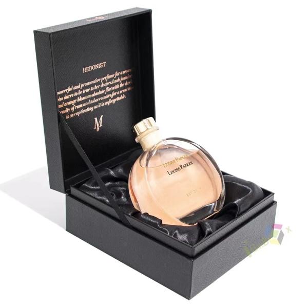 Luxury Pink Black Perfume Packaging Boxes Glass Bottle With EVA Insert