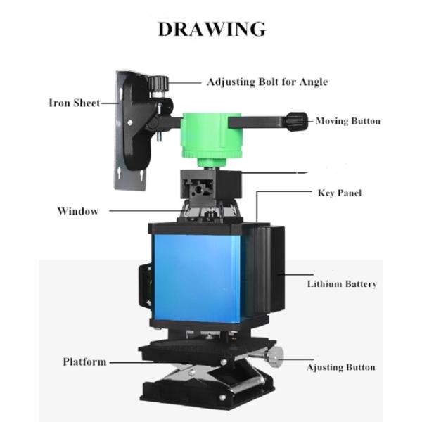 60m Range Horizontal 4D Laser Level Self Leveling With Lithium Battery