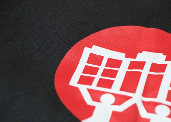 Black Single Drawstring Cotton Canvas Bag 28 x 35cm For Shopping Grocery