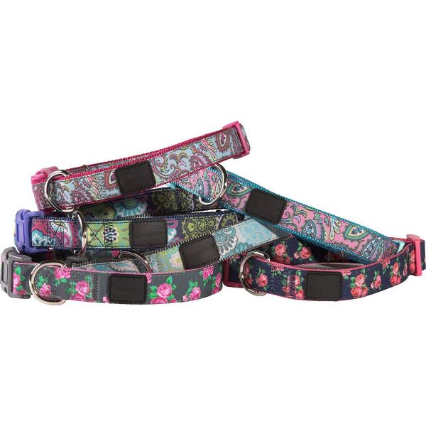 Polyester Webbing Soft Nylon Dog Collar , Garden Pattern Cute Puppy Collars