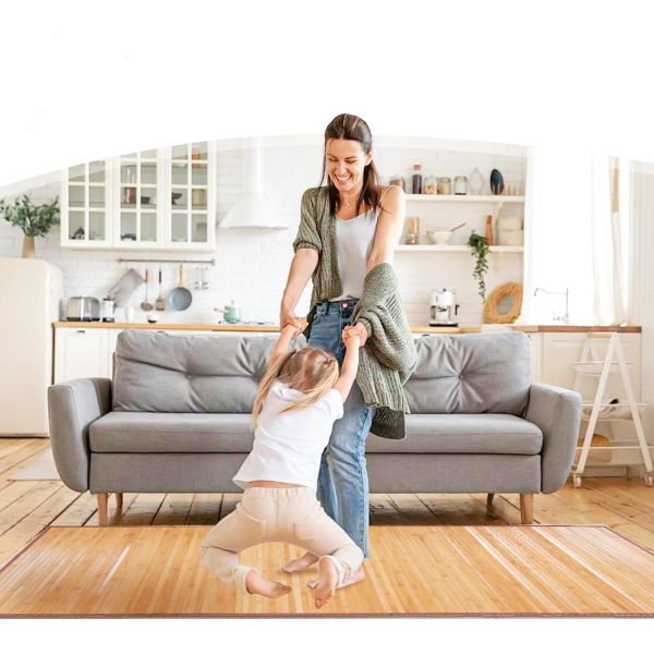 Durable Anti-Slip Bamboo Floor Mat: Eco-Friendly Bamboo Area Rug for Bathroom & Kitchen