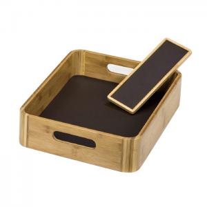 China Eco Friendly Rectangular Bamboo Valet Tray Shoe Baseket For Guestroom on sale