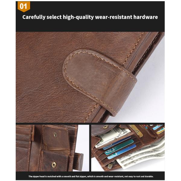 Men's Slim Card Holder Billfold Money Clip Wallet Genuine Leather Small Bag for Rfid