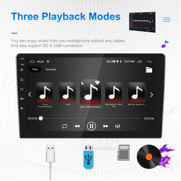 Universal Car 2 Din Android12 Carplay Gps TS7 Player with Multi Language Support