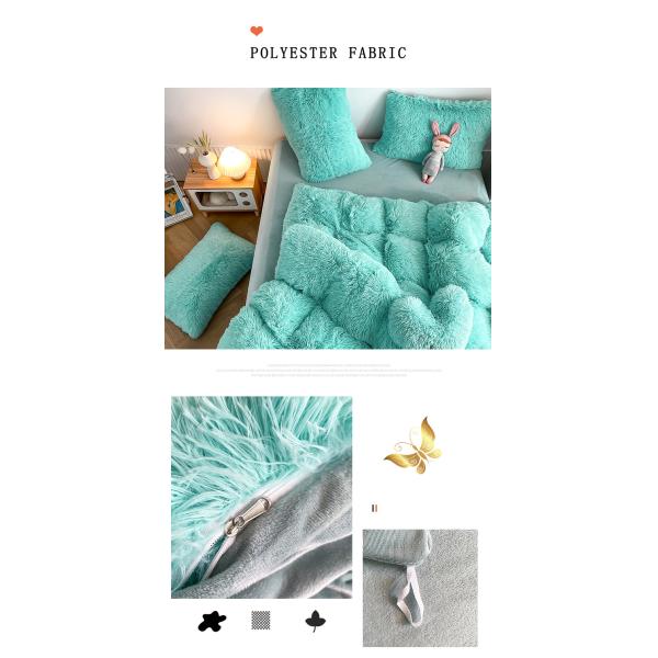 Hot Blue Luxury Shaggy Flanell Mink Velvet Bedding Set for All-Groups in Autumn Winter