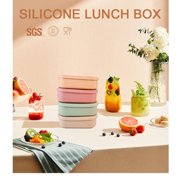 3 Compartment Silicone Lunch Containers , Reusable Silicone Bento Lunch Box Leak Proof