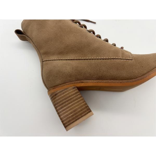 Womens lace up high heel ankle boots,soft cow suede leather with Plush thermal lining,women waterproof winter boots