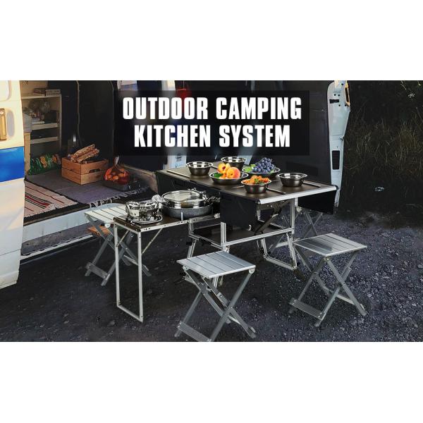 Modern Design Camping Kitchen Table with Storage Cupboard White Paper Box Package Method