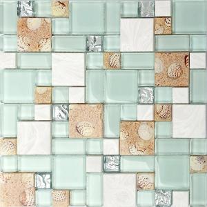 China Resin White Lip Pearl Aqua Shell Mosaic Tile Mix Beach Conch For Glass Countertop on sale