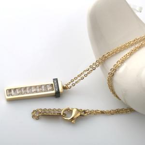 Buy cheap Fashion Jewelry Stainless Steel Square Diamond Necklace, Gold Plated necklace product