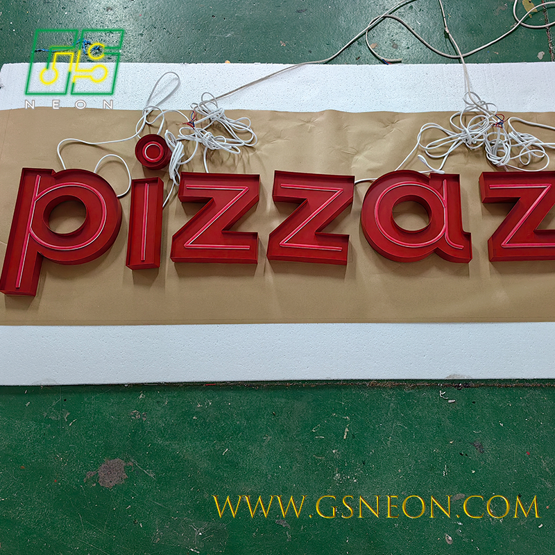 LED Single Line Exposed Neon Sign Wall Decor For Pizza Restaurant Window Display