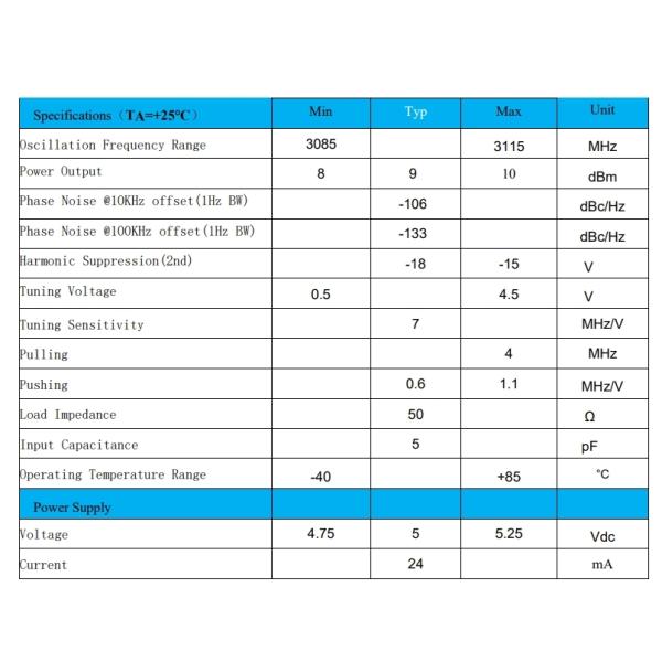 24mA Current 5V Voltage INNOTION YSGM30803115B 9dBm Integrated Circuits IC Chip Coaxial Resonator Oscillator Electronic Parts