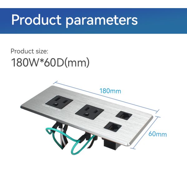 Desktop Recessed Power Strip Conference Table Outlet Hub Embedded Connectivity Box