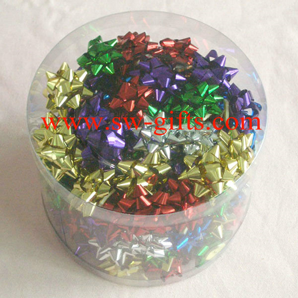 Christmas gift accessory ribbon assorted colors star bow shinning ribbon For Gift Packing