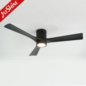 China Low Profile 52inch Decorative Flush Mount Ceiling Fan With LED Light on sale