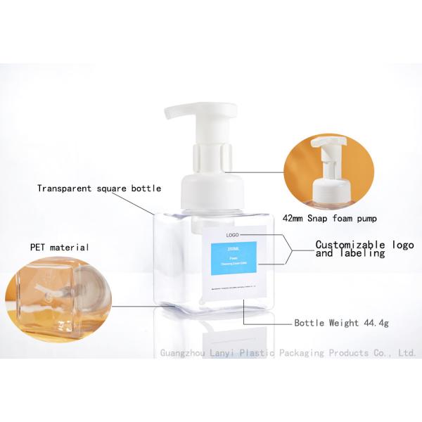Transparent 250ml PET Plastic Foam Pump Bottle 68*68*143mm