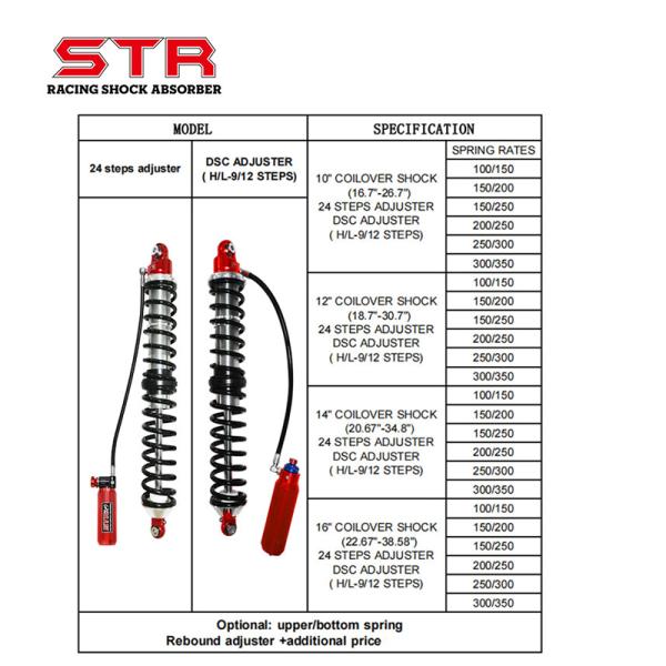2 Way Twin Coilover Shock Adjustable Aluminum 16 Inch Coil Over Shocks