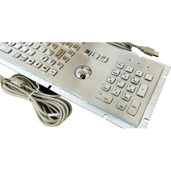 Self Service Kiosk Input Device Stainless Steel Metal Keyboard With Trackball And Numeric Keypad