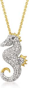 Buy cheap Ross-Simons 0.25 ct. t.w. Diamond Seahorse Pendant Necklace With Black Diamond Accent in 18kt Gold product