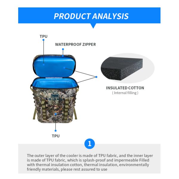 Customized Soft Sided Camo Backpack Cooler For Outdoor Tent