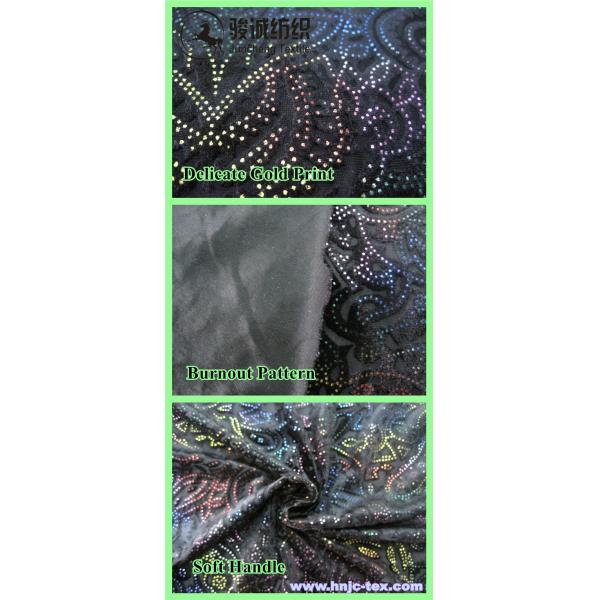 China sell gold print burnout 3D polyester micro velvet fabric for apparel fabric