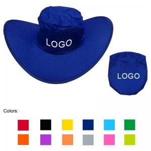 China Polyester folding cowboy hat with same color pouch, foldable beach hats on sale
