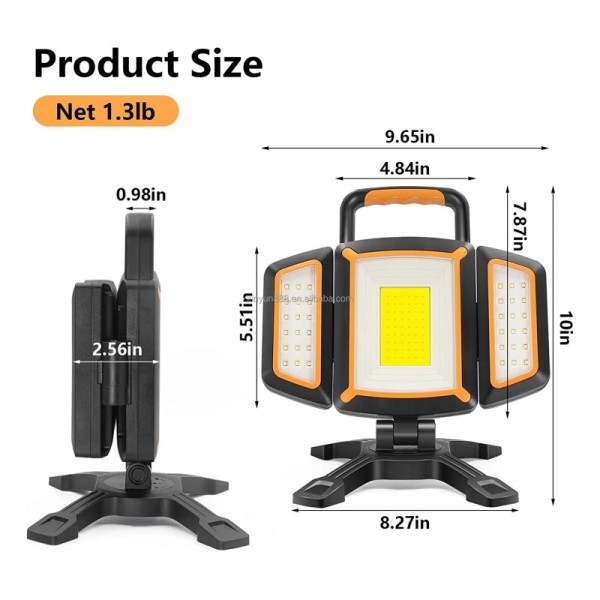 Hot Selling New 3000lm Rechargeable Multifunctional Vertical Folding Work Light
