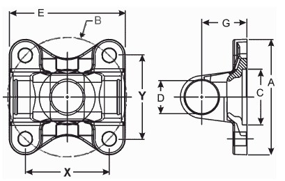 Drive shaft Parts Flange Yoke 1210 series Spicer 2-2-1049 Compatible U Joint 5-443X 5-736X