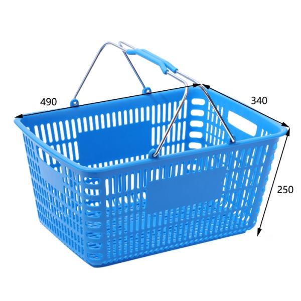 Eco Friendly Steel Handle Supermarket Shopping Hand Basket Customized Color