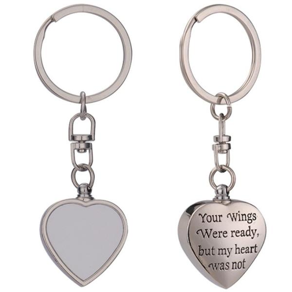 Cremation Keychain Memorial Ashes Keepsake Sublimation Urn Keychain With Filling Tool