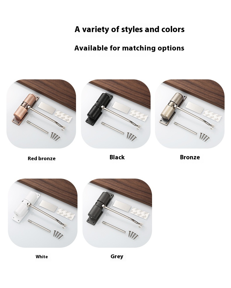 Modern Aluminum Alloy Door Closer with Adjustable Buffer Pulley Automatic Closing Light Spring for Hotels Small Steel Design