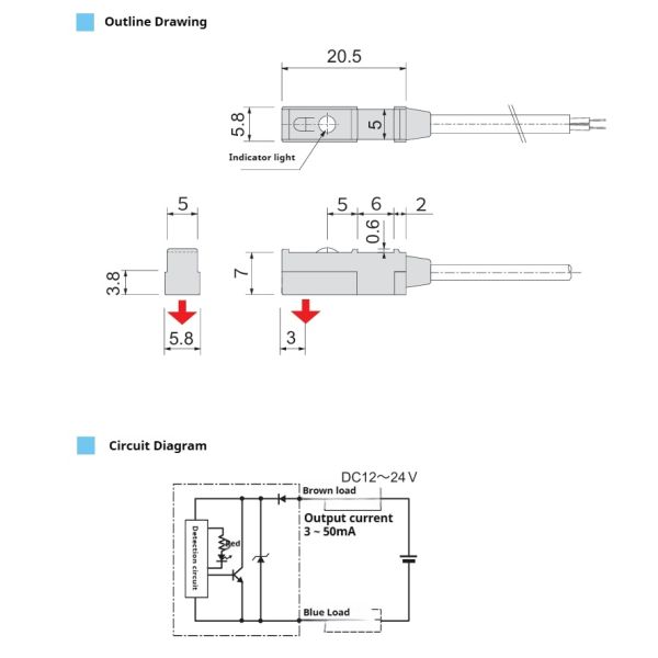 Magnetic Reed Sensor Switch 250V 50mA MAX Proximity Switch Magnetic 2.5-3.5mT Sensitivity with S/N 1m Cable