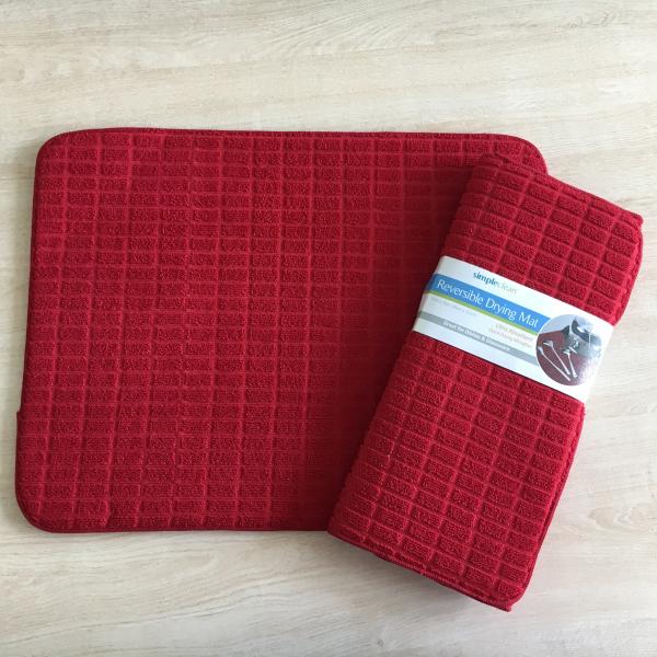 Sinlge packed 1pc Microfiber printeted water absorb dish mat kitchen water pad with grid patten