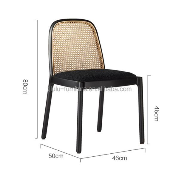 Mail Packing Durable Solid Wood Armless Rattan Dining Chair for Dining Room