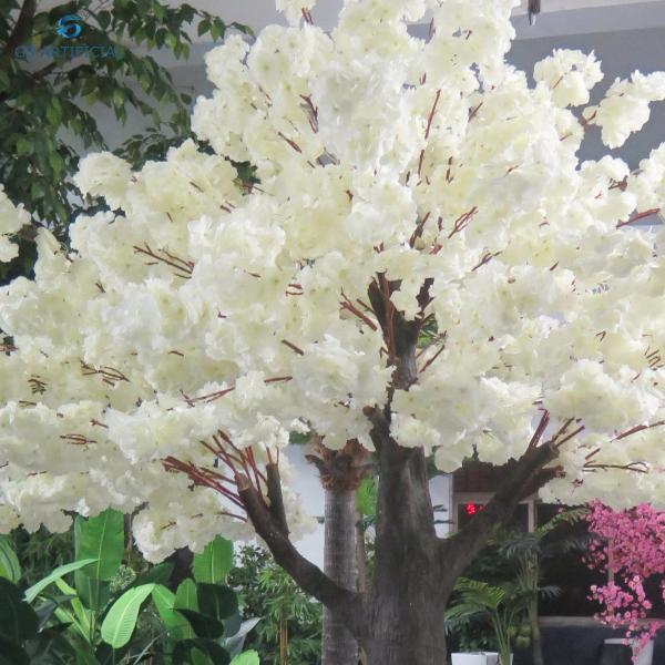 Fire Resistance Artificial White Cherry Blossom Tree For Scenic Spots