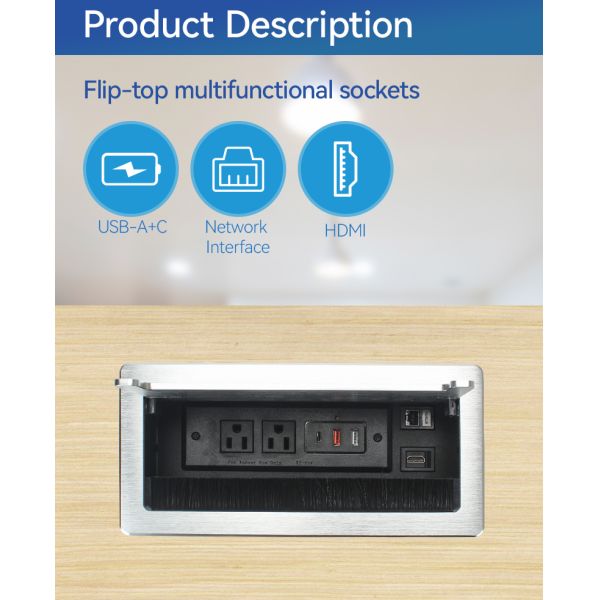 ODM Flip Up Conference Electrical Socket Box Office Desk Plug For Hotel Accommodations