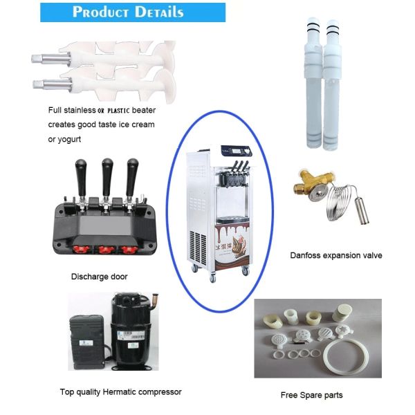 3 Flavors Automatic Soft Serve Ice Cream Machine Commercial Icecream Maker for Business